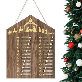 AceOrbit 15.7x11.8'' Wooden Christmas Countdown Advent Calendar Farmhouse Christmas Calendar, Xmas Wooden Hanging Decor for Wall, Xmas Wall Decoration for Bedroom Gifts(Retro)