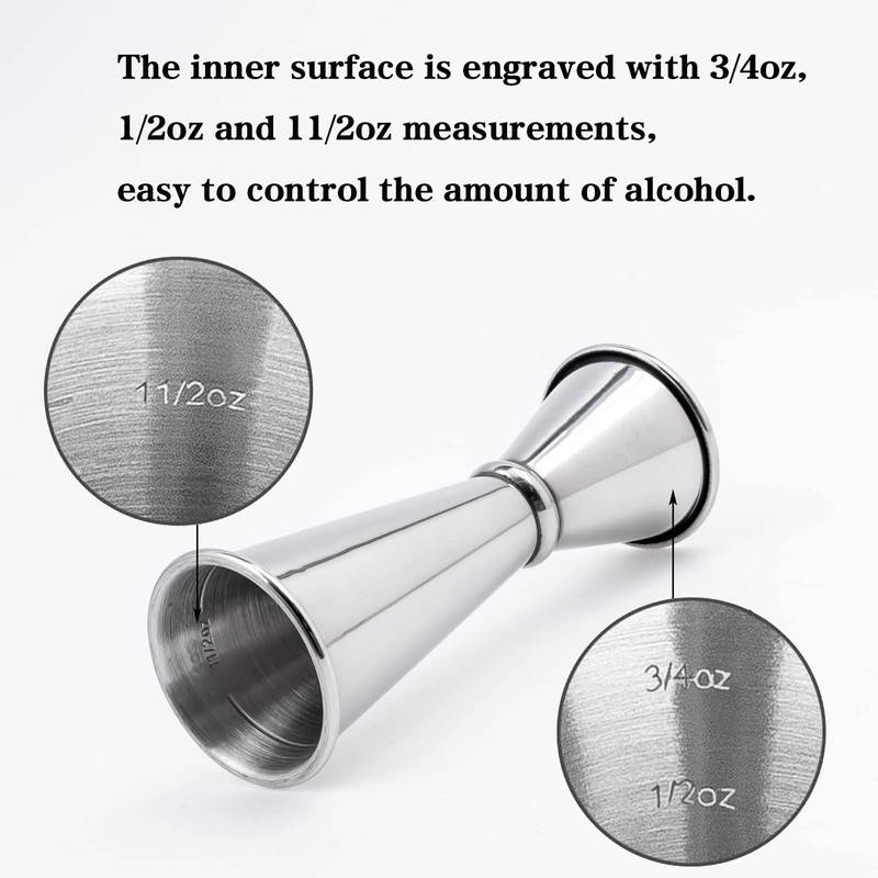 KisSealed 3 Pcs Double Cocktail Jigger for Bartending,Food-Grade Stainless Steel