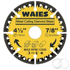 Waies 4-1/2 Inch Metal Cutting Diamond Blade for Angle Grinders, All Purpose Metal Cut Off Wheels for Steel, Rebar, Sheet Metal, Angle Iron, Stainless Steel (1PCS)