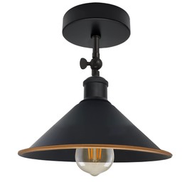 DC Voltage Vintage Style Semi Flush Mount 180 Degree Adjustable E27 Base with Bulb Socket Vintage Style Unique Cone Shape Ceiling Mount Lighting