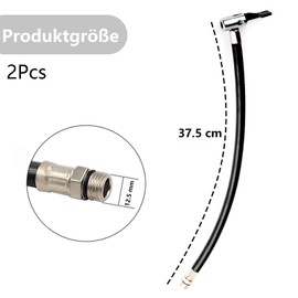 GIONAR 2 Piece Universal Tyre Inflator Hose Adapter Set, Tyre Inflator Replacement Hose, Replacement Hoses for Air Pumps, Compressors and Valve Extensions, for Car, Motorcycle, Bicycle (37.5 cm)