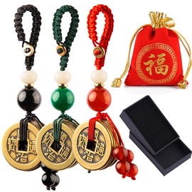 SURNUO Chinese Good Luck Coins Feng Shui Coins Lucky Gifts Good Luck Charms Decor for Wealth Prosperity 3 Pack
