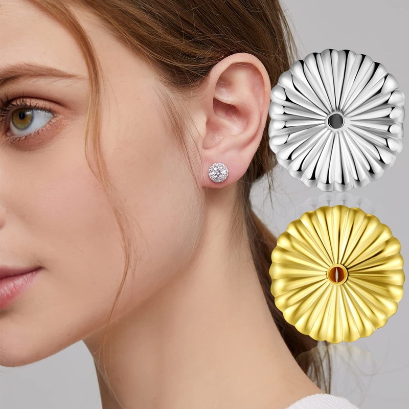 Earring Backs 18K White Gold Plated Sterling Silver Hypoallergenic Earring