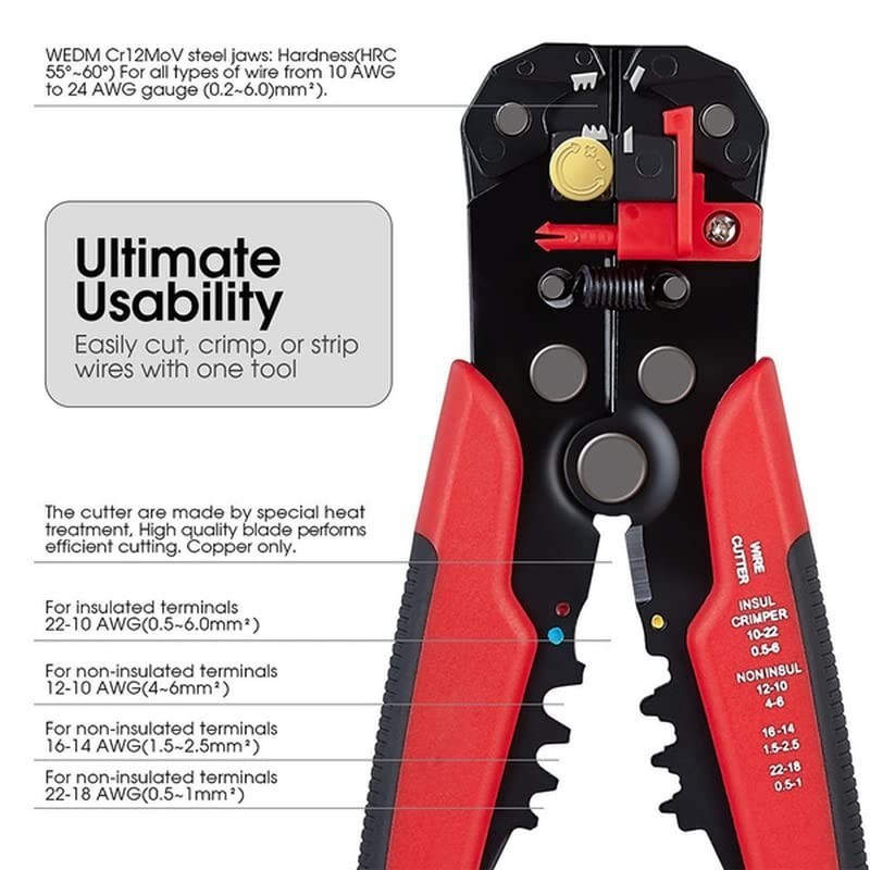 3 in 1 Automatic Wire Stripper Crimper, Self-Adjusting Wire Cutter