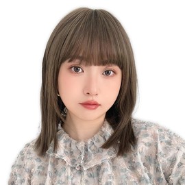 Bright Lara hf1964-UK Medium Bob Semi-Long Layered Women's Natural Full Wig, Wig