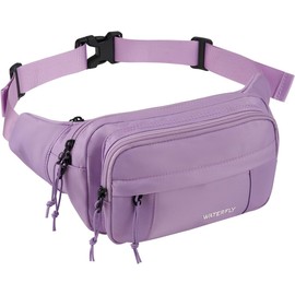 Waterfly - Riñonera grande para hombre y mujer, bolsa cruzada de pecho con múltiples bolsillos para viajes, senderismo, camping y ciclismo, Purple, 9.06 x 5.11 x 3.54 inches