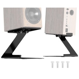 Desktop Speaker Stands Pair, Heavy Duty Desk Bookshelf Speaker Stands, Adjustable Cantilevered Speak Stand Riser for Studio Monitor Computer Speaker, Vibration Absorbing Padded Foam