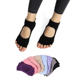 Amzbag Yoga Socks, Pilates Socks, 5 Fingers, 3D Anti-Slip, 3D Heel, Non-Slip, Non-Slip, Anti-Movement, Pilates Socks, Yoga Socks, Breathable, Antibacterial, Odor Resistant, Quick Drying, Anti-Fade
