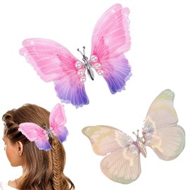 2 Stück Schmetterling-Haarclips, Damen Mädchen Kinder Haar Clips Set 3D Schmetterling Haarspange, Kopfschmuck für Braut Hochzeit Accessoire