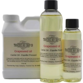 Traverse Bay Bath and Body Grapeseed Oil, 100% pure, Soap making supplies, massage oils, bath, body. - 2 oz