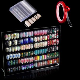 BetterJonny Nagel-Display, Farbgrafik, Display, Acryl-Farbkarte, praktische Palette, für Nail-Salon, mit Display-Band und Nano-Tape, für Nagelkunst, Farbkarte