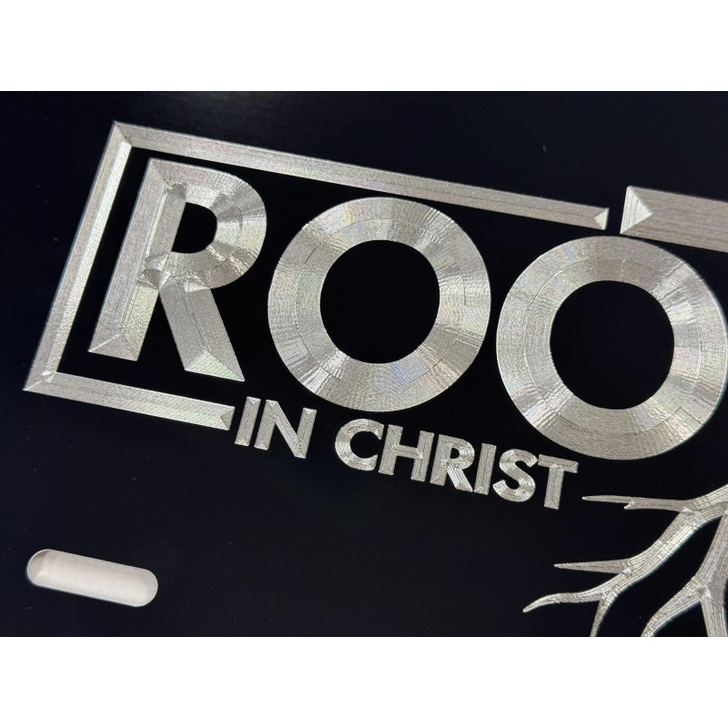Diamond Etched Products Rooted In Christ Car Tag Diamond Etched