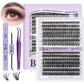 B&Qaugen Lash Extension Kit 280 Pcs 30D+40D 9-16 Mixed Individual Lashes Extension kit DIY Lash Clusters Kit with Lash Remover and Brush Lash Extension Kit at Home(MRRKIT-30D+40D-9-16MIX)