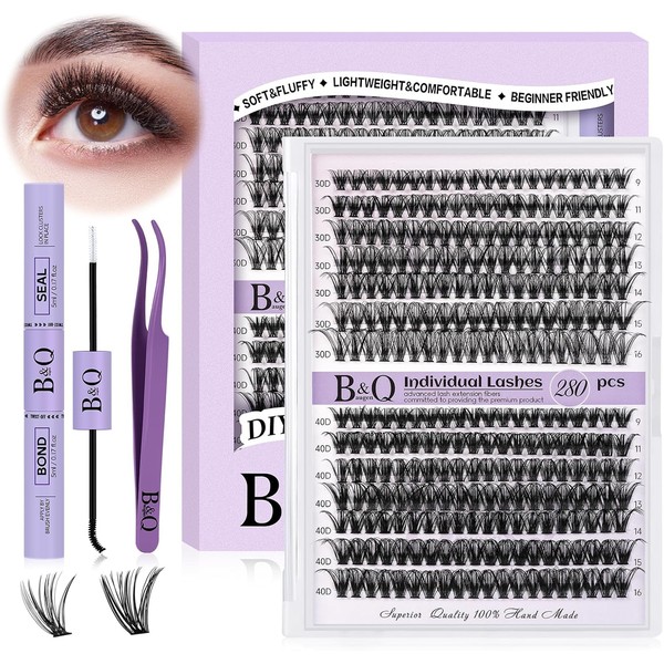 B&Qaugen Lash Extension Kit 280 Pcs 30D+40D 9-16 Mixed Individual