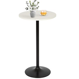 Pazidom Round Bar Table 40" Height Modern High Top Pub Table with Solid Top & Sturdy Metal Base, Cocktail Table for Bistro, Home, Kitchen or Dining Room, White