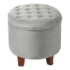 HomePop Round Transitional Wood and Velvet Ottoman with Storage in