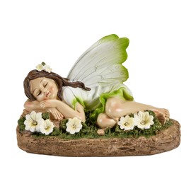 Floryden Whimsical Fairy Delight Solar-Powered Garden Statue with, Resin Fairy Garden Supplies, 10 Inch