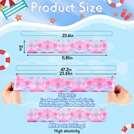 Boao 4 Pack Towel Bands for Beach Chairs Cruise Towel Clips for Lounge Beach Pool Chairs Elastic Windproof Strap Holders for Summer Lounge Pool Hawaiian Accessories (Gradient Style)