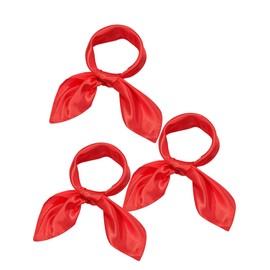 SATINIOR 3 Pcs Neck Scarf Women Silk Chiffon Carf Square Scarf Satin Headscarf Ascot Neck for Women(23.62 x 23.62 Inches,Red)