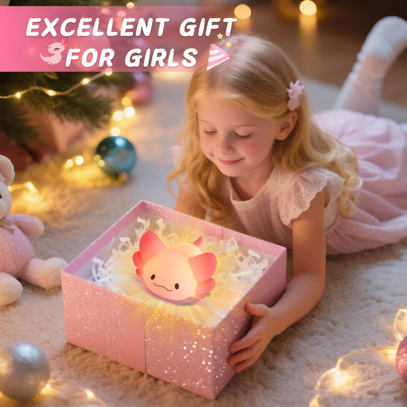 LOVERUIS Axolotl Night Light for Kids Gifts Squishy Nightlight for