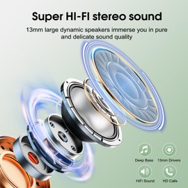 Wireless Earbuds, Bluetooth 5.3 Headphones In Ear with 4 ENC Noise Cancelling Mic, 40H Playtime Bluetooth Earphones, Mini Deep Bass Stereo Ear Buds, IP7 Waterproof Wireless Headphones, LED Display