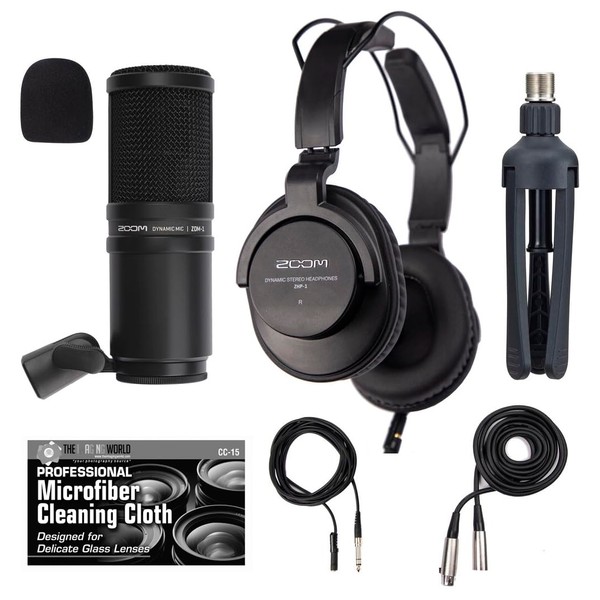 Zoom ZDM-1 Podcast Mic Bundle with Headphones, Windscreen, XLR, and