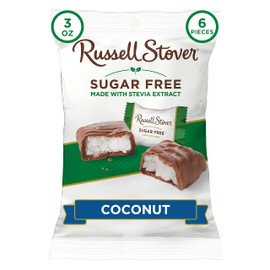 Russell Stover Sugar Free Coconut with Stevia – Sweet Coconut in Chocolate Candy, 3 oz. Bag (pack of 12)