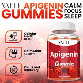VAITE Apigenin Supplement 150mg - Chamomile Extract Vegan Gummies with Flavonoids, Bioflavonoids & Polyphenols - Plant-Based Relaxation Support - Liposomal Calm Formula - Non-GMO Herbal Mood Balance