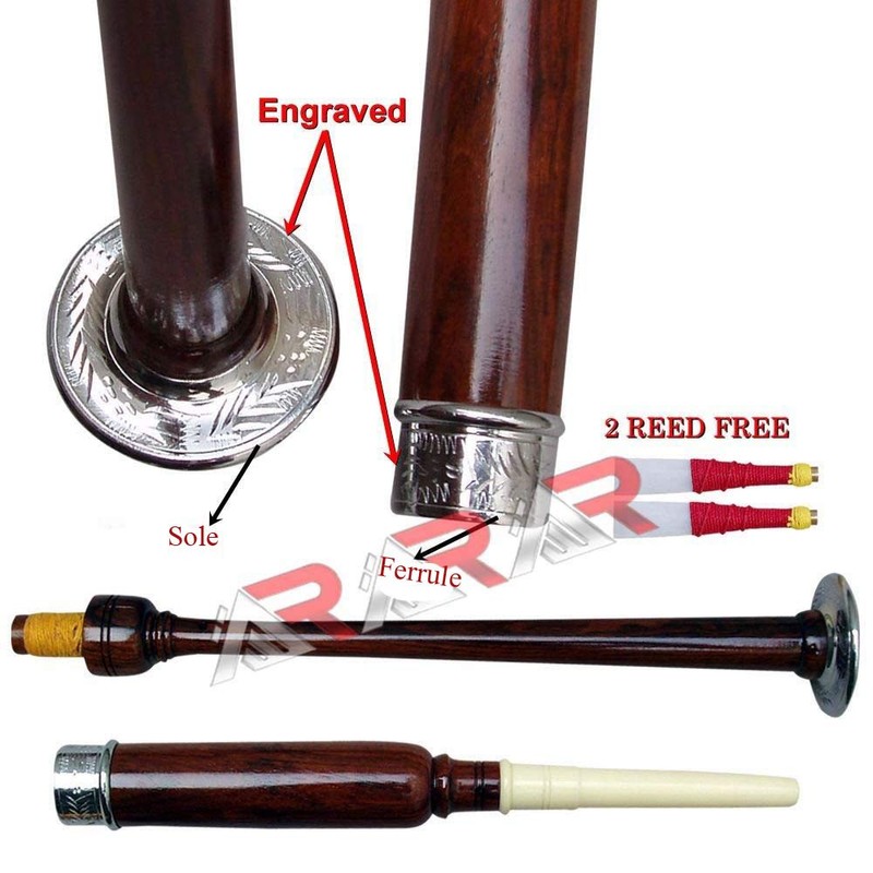AAR Rosewood Practice Chanter Engraved Mounts Wooden Box with 2