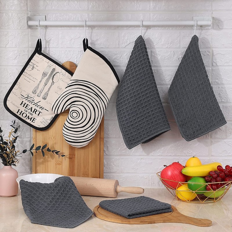 Moosfor Microfibre Cloths, Set of 6, Absorbent Lint-Free Kitchen Towels,