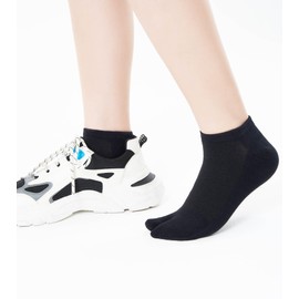 UBUMO Women's Solid 2 Toe Flip Flop Tabi Socks Geta Ankle Cotton 6 Pairs