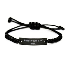 Mother-in-Law of The Bride Black Rope Bracelet, Mother-in-Law Present from Son Daughter, Special Engraved Bracelet for Mother