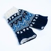 Tibetan Socks Blue Hand Knit Wool Fleece Lined Leg Warmers