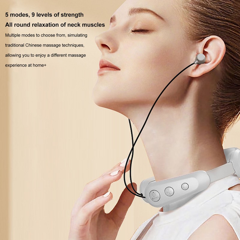 Portable Neck Massager Multifunction Electric Pulse Bluetooth Headset Relieve Fatigue