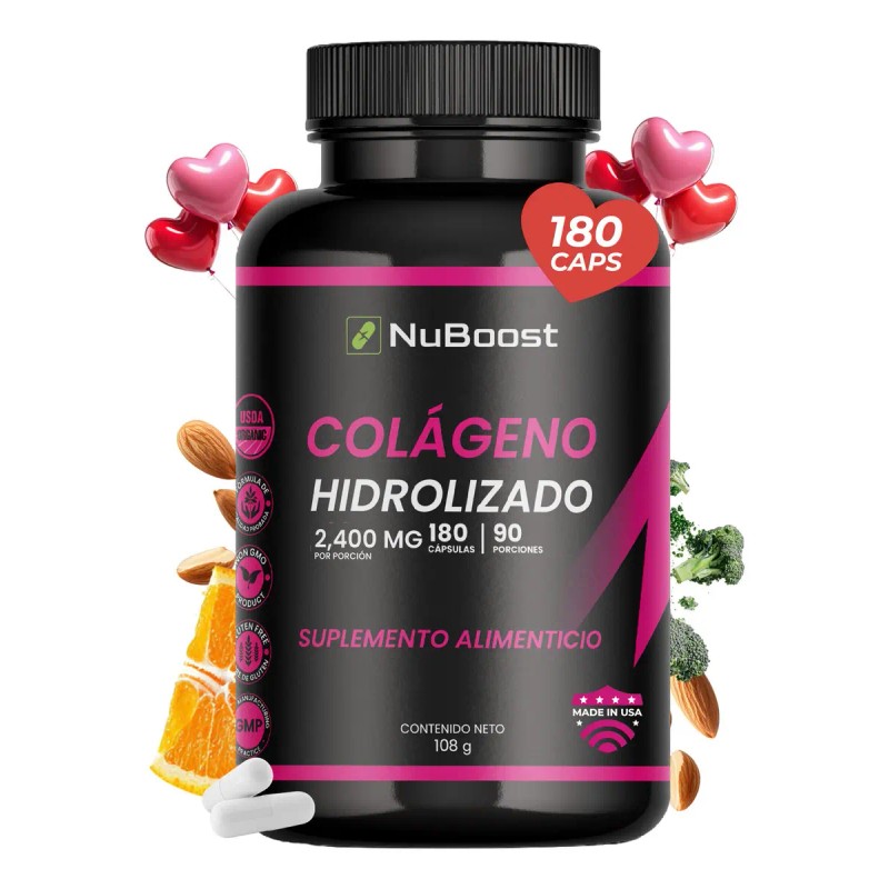 Colágeno Hidrolizado 600mg 180 Cápsulas Biotina Nuboost Sabor