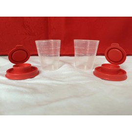 Tupperware NEW 1 Set Tupperware Mini Salt & Pepper Shakers Midgets Flip Top 2oz Clear & Red