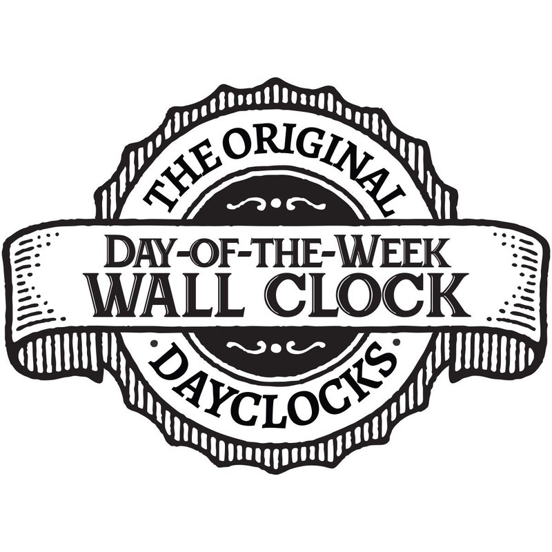 DayClocks Classic Week-Day Wall Clock with Solid Wood-Round Frame –