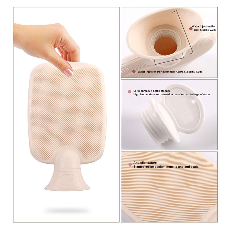 Plush Hot Water Bottle with Soft Plush Cover 2000ml Anti