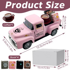 Huipalon Coffee Bar Coffee Table Decor Small 5-Inch Metal CafeTruck with Book Accessories for Cafe Home Bar Restaurant Farmhouse Tiered Tray Table Decorations