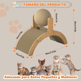 Kokila Rascador Bola para Gatos, Juguete de Pelota para Gatos, Rascador de Arco para Gatos con Pelota de Sisal de 12cm, Juguetes Interactivos para Gatos, Bola Giratoria para Gatos Pequeños y Conejos