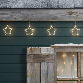 Lights4fun Osby 6 LED Star Garland, Christmas Lighting with Timer, Indoor and Outdoor Light Curtain, Indoor