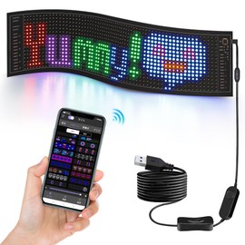 JINS&VICO LED Electric Bulletin Board, Bendable, LED Sign, RGB Display, Advertising Board, Small LED Sign Board, Waterproof, USB, App, Bluetooth, Custom, Easy, Letter/Picture Display, Japanese