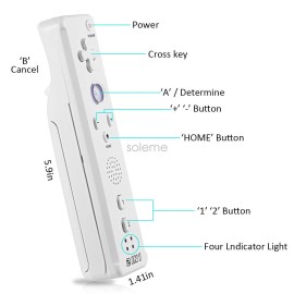 Unbranded 2 in 1 Motion Plus Remote Controller + Nunchuck Set for Wii & Wii U Video Game - White Remote Controller