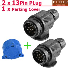 ETUKER 2pieces 13 Pin Trailer Plug Waterproof, 12v 13 Pin Male Trailer Connector Plug, Tow Bar Towing Plug For Trailer RV Caravan