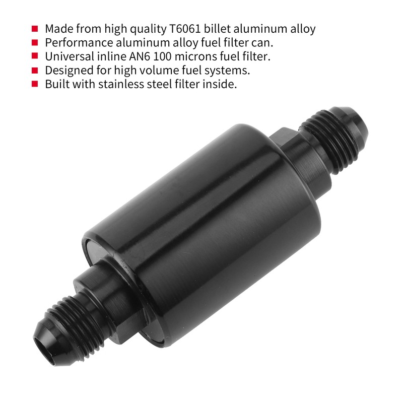 Car High Flow Inline Fuel Filter Aluminium Alloy 100 Micron
