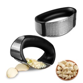 Garlic Press Rocker Set Ginger Crusher Manual Circular Garlic Press with Peeler and Cleaning Brush for Grinding Garlic, Ginger, and Crushed Fruits (Garlic Presses-1)