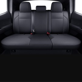 LUCKYMAN CLUB Rear Seat Covers Custom Fit for 2024 2025 Tacoma Crew Cab with Faux Leather (Black Rear)