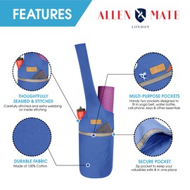 ALLEN & MATE Large Yoga Mat Bag Carrier Sport Gym Exercise Bag with Face Towel, Fit Most Size Mats (Crystal Blue)