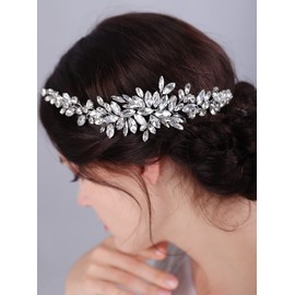 JWICOS Peine de pelo de cristal para novia, accesorio para el pelo para novias (plata)