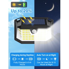 LANSOW Solar Motion Lights Outdoor 6 Pack, 188 LED/3 Modes, Motion Sensor Outdoor Lights, IP65 Waterproof 270° Lighting, Solar Powered Security Flood Lighting for Wall Patio Garage Fence(White)